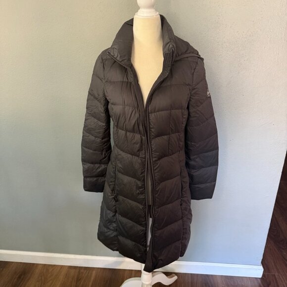 Michael Kors Black Down Puffer Winter Coat Womens XS Hooded Warm Jacket - Picture 1 of 10